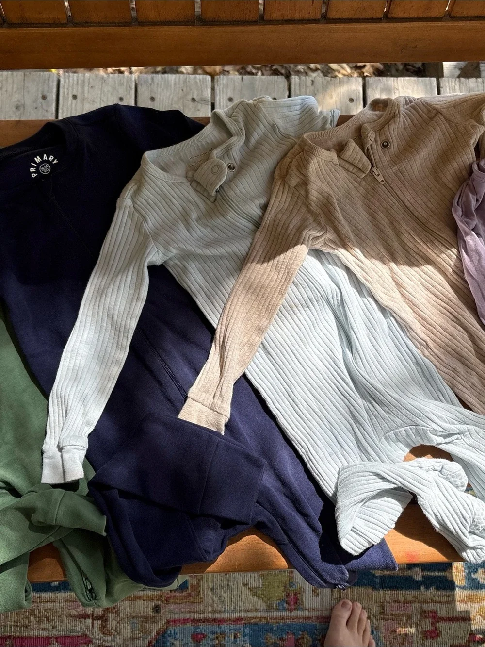 Organic Cotton 18 month onesies - Green, Navy, Light Blue, Lavender